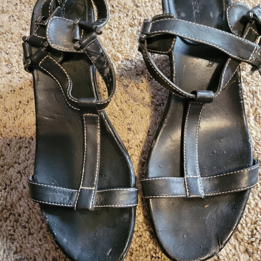 Black Strappy Sandals By AREOSOLES...size 8
